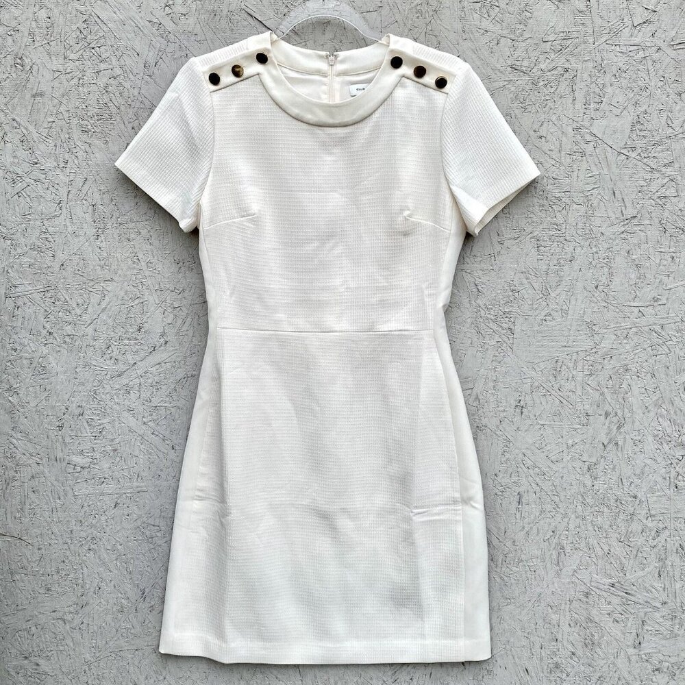NWT $249 Club Monaco Button Shoulder Textured Sheath Dress Sz 8 Career Nautical